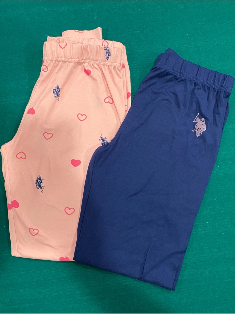 U.S. Polo Assn. Women’s Pink Heart & Navy Pajama Bottoms Lounge Pants (set of 2)